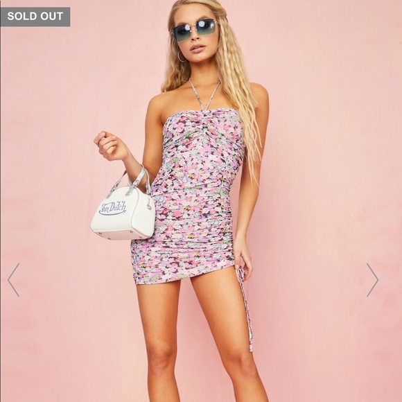 Floral ruched mini dress- NEW - Picture 1 of 4